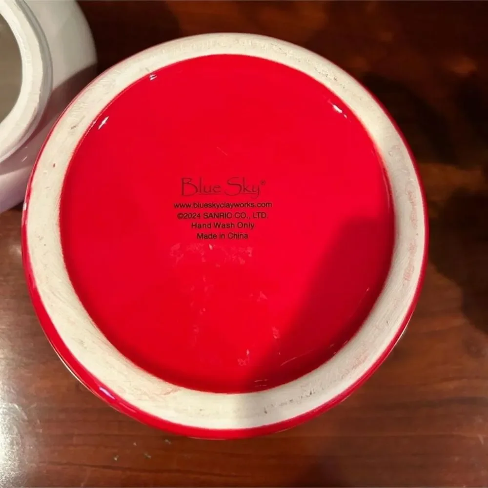 NWOT Blue Sky Clayworks 2024 Hello Kitty Red Polka Dot Ceramic Jar Canister